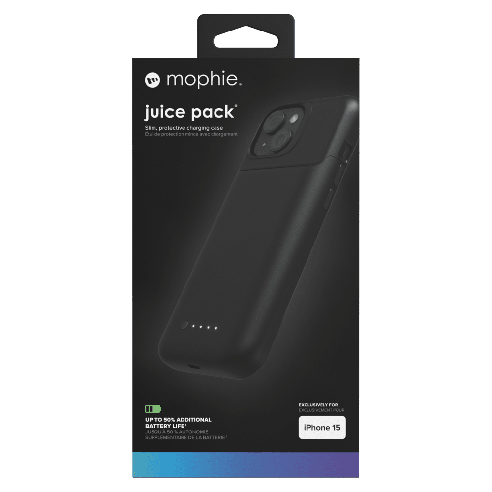 Wholesale cell phone accessory mophie - Juice Pack Battery Case for Apple iPhone 15 - Black