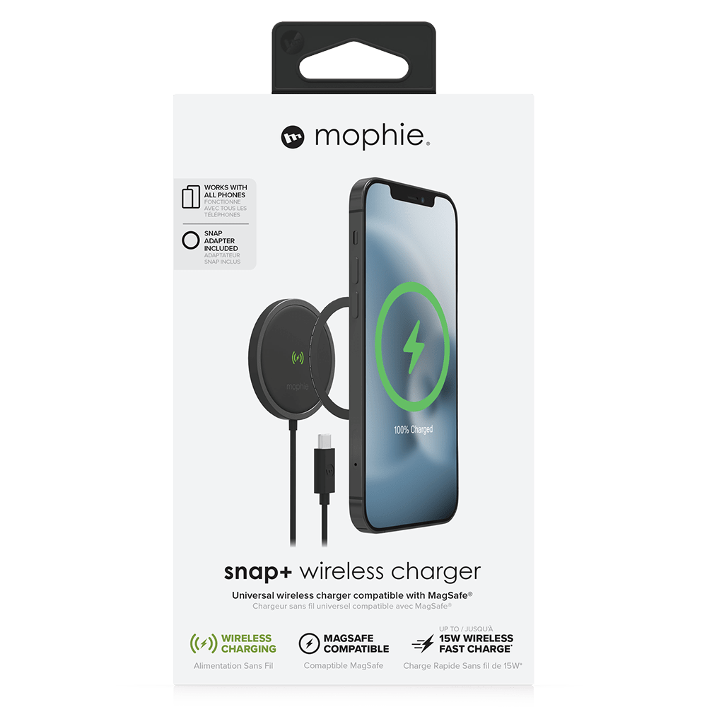 Wholesale cell phone accessory mophie - Snap Plus MagSafe Wireless Charging Pad 15W - Black