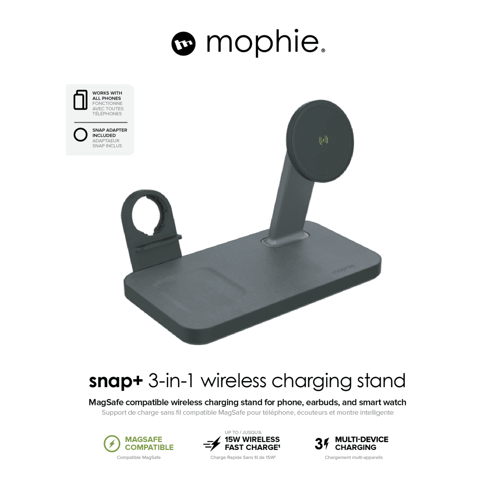 Wholesale cell phone accessory mophie - Snap Plus MagSafe 3 in 1 Wireless Charging Stand -