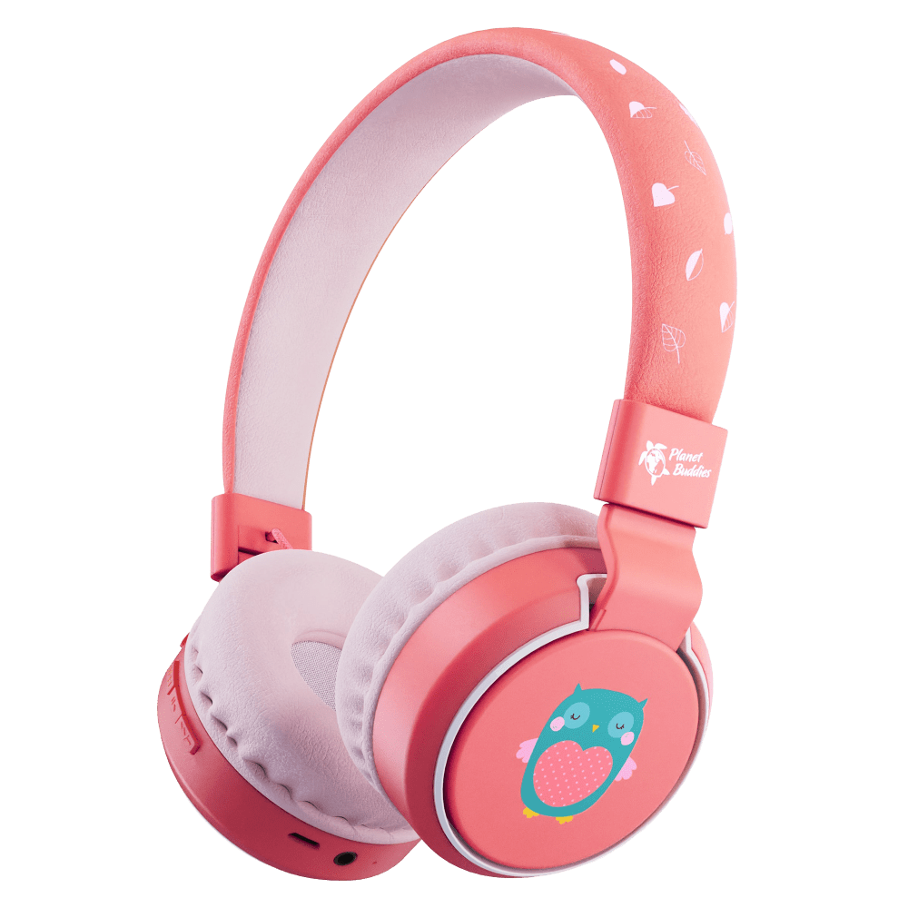 Wholesale cell phone accessory Planet Buddies - Owl On Ear Wireless Headphones - Pink and White
