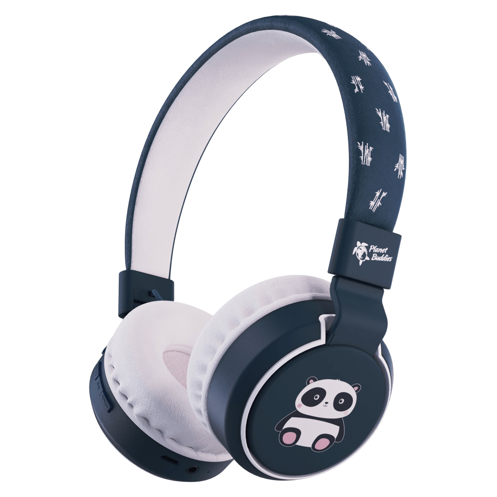 Wholesale cell phone accessory Planet Buddies - Panda On Ear Wireless Headphones - Black and