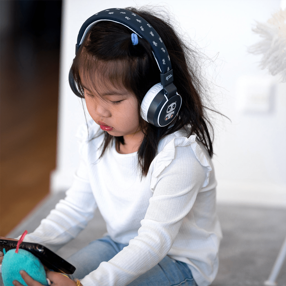 Wholesale cell phone accessory Planet Buddies - Panda On Ear Wireless Headphones - Black and