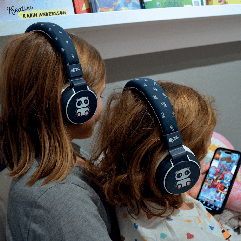Wholesale cell phone accessory Planet Buddies - Panda On Ear Wireless Headphones - Black and