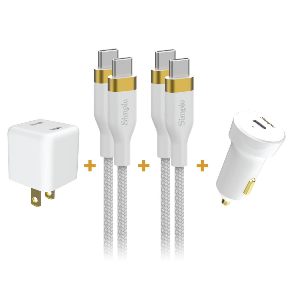 Wholesale cell phone accessory Simple - Power Charging 4 Piece Bundle (includes 2 USB C to