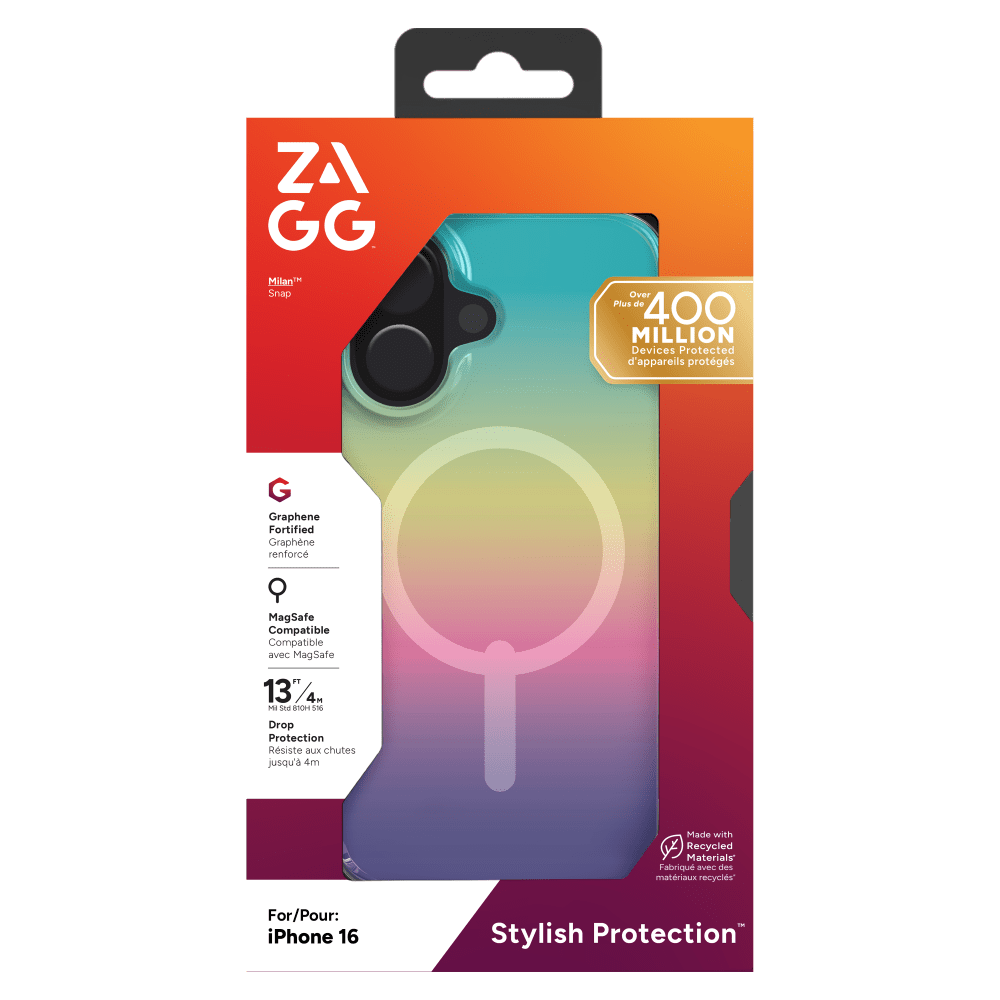 Wholesale cell phone accessory ZAGG - Milan Snap MagSafe Case for Apple iPhone 16 - Iridescent