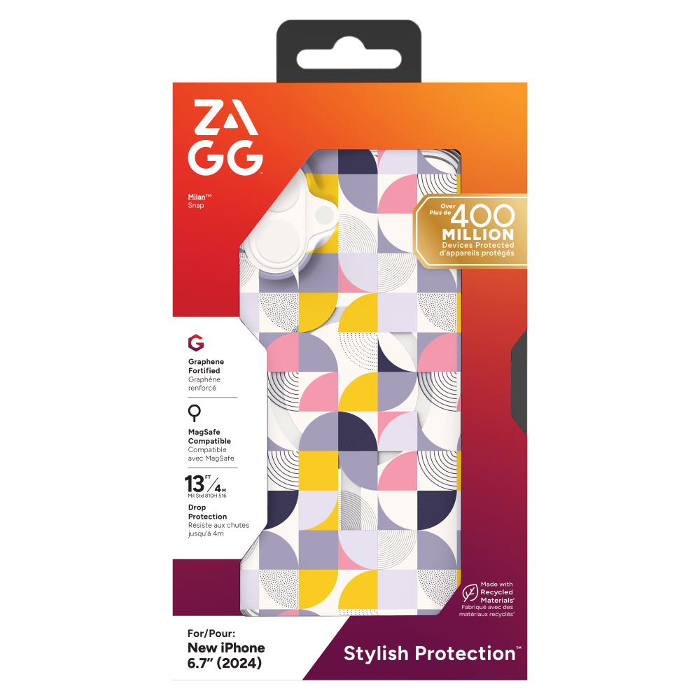Wholesale cell phone accessory ZAGG - Milan Snap MagSafe Case for Apple iPhone 16 Plus - Geometric