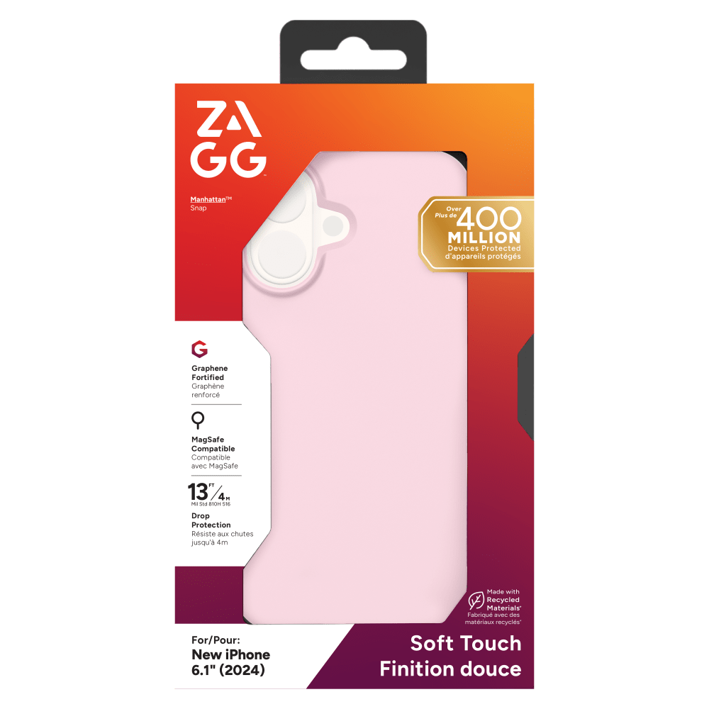 Wholesale cell phone accessory ZAGG - Manhattan Snap MagSafe Case for Apple iPhone 16 - Pink