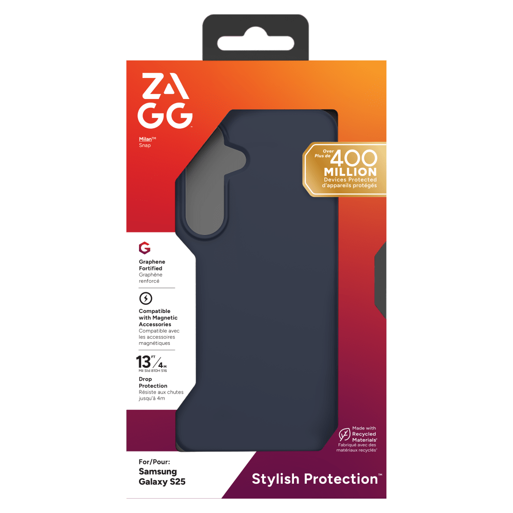 Wholesale cell phone accessory ZAGG - Milan Snap Opaque Case for Samsung Galaxy S25 - Navy
