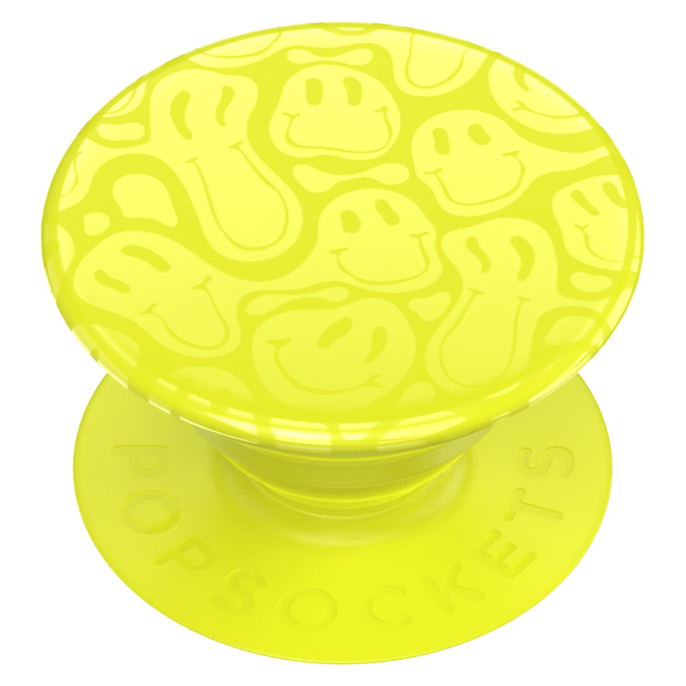 Wholesale cell phone accessory PopSockets - PopGrip - Neon Jolt Yellow Smiley Melt