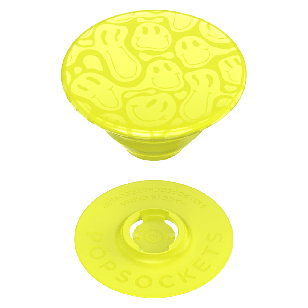 Wholesale cell phone accessory PopSockets - PopGrip - Neon Jolt Yellow Smiley Melt