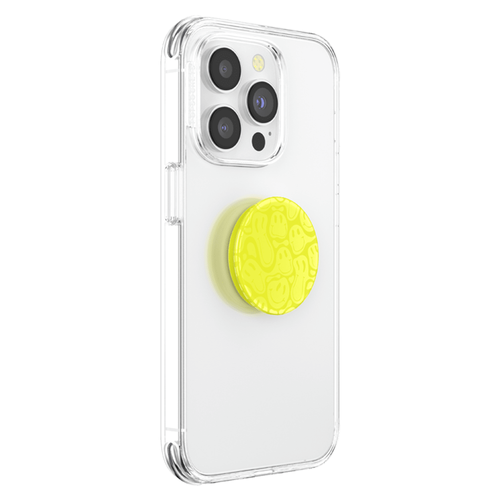 Wholesale cell phone accessory PopSockets - PopGrip - Neon Jolt Yellow Smiley Melt