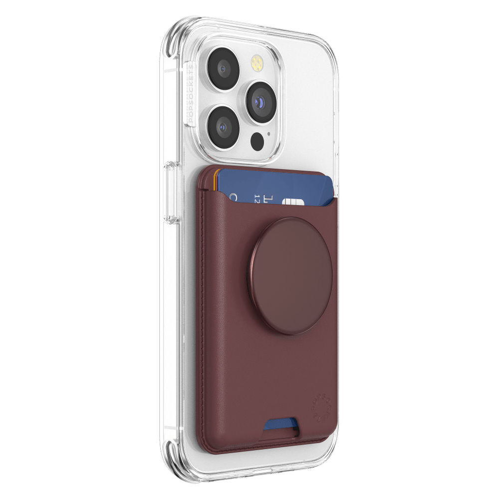 Wholesale cell phone accessory PopSockets - MagSafe PopWallet Plus - Oxblood Alum