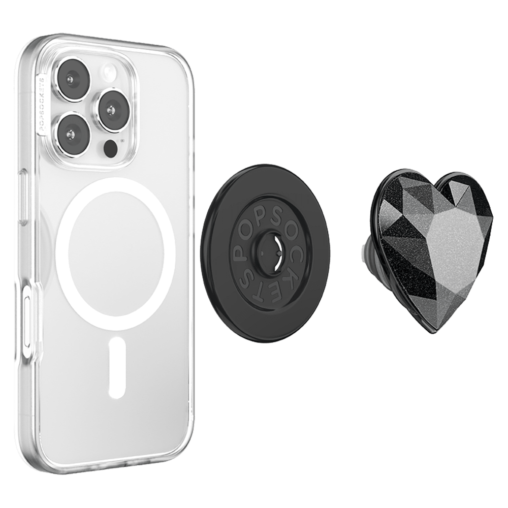 Wholesale cell phone accessory PopSockets - PopGrip MagSafe Circle - Crystal Heart Black Glitter