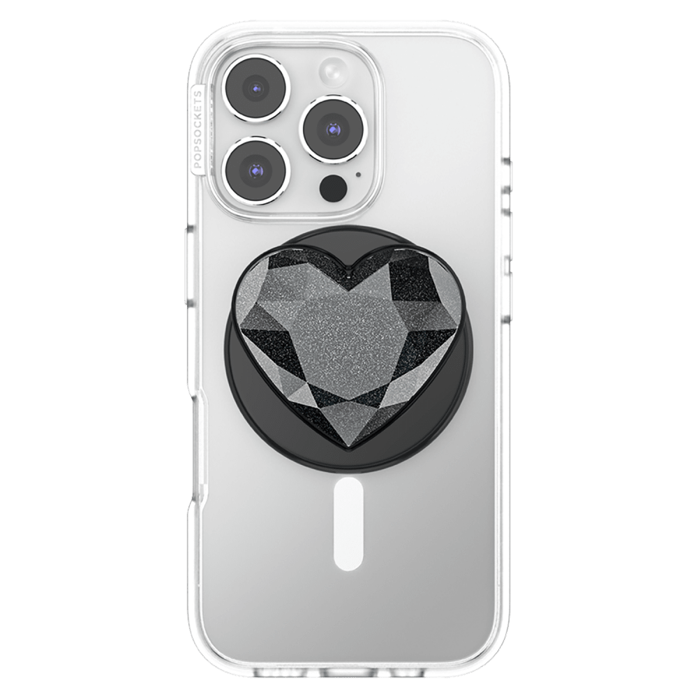 Wholesale cell phone accessory PopSockets - PopGrip MagSafe Circle - Crystal Heart Black Glitter