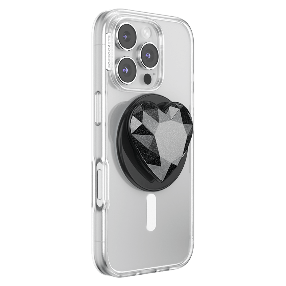 Wholesale cell phone accessory PopSockets - PopGrip MagSafe Circle - Crystal Heart Black Glitter