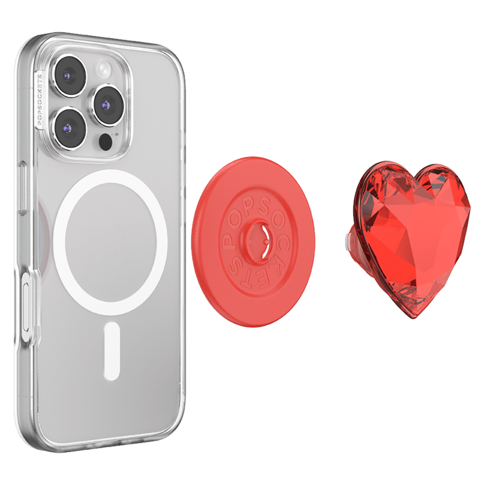 Wholesale cell phone accessory PopSockets - PopGrip MagSafe Circle - Crystal Heart Rosso