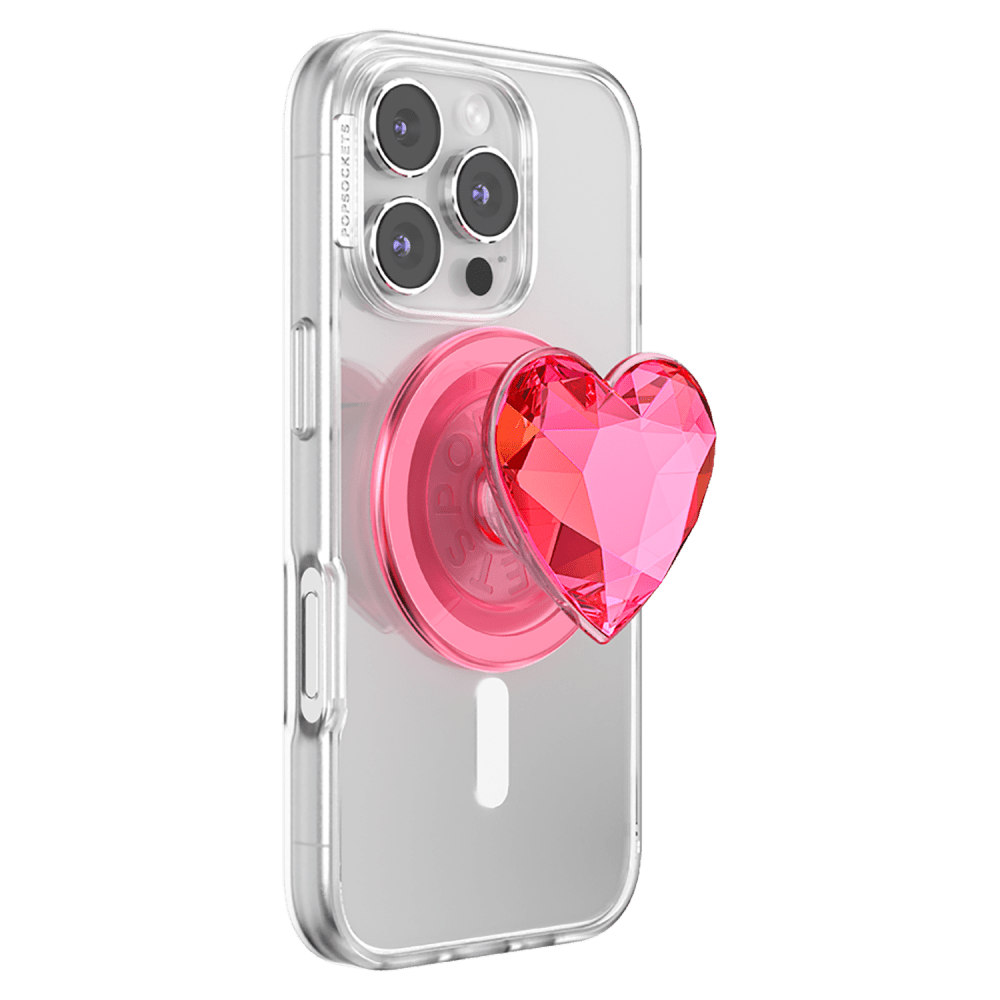 Wholesale cell phone accessory PopSockets - PopGrip MagSafe Circle - Crystal Heart Neon Pink