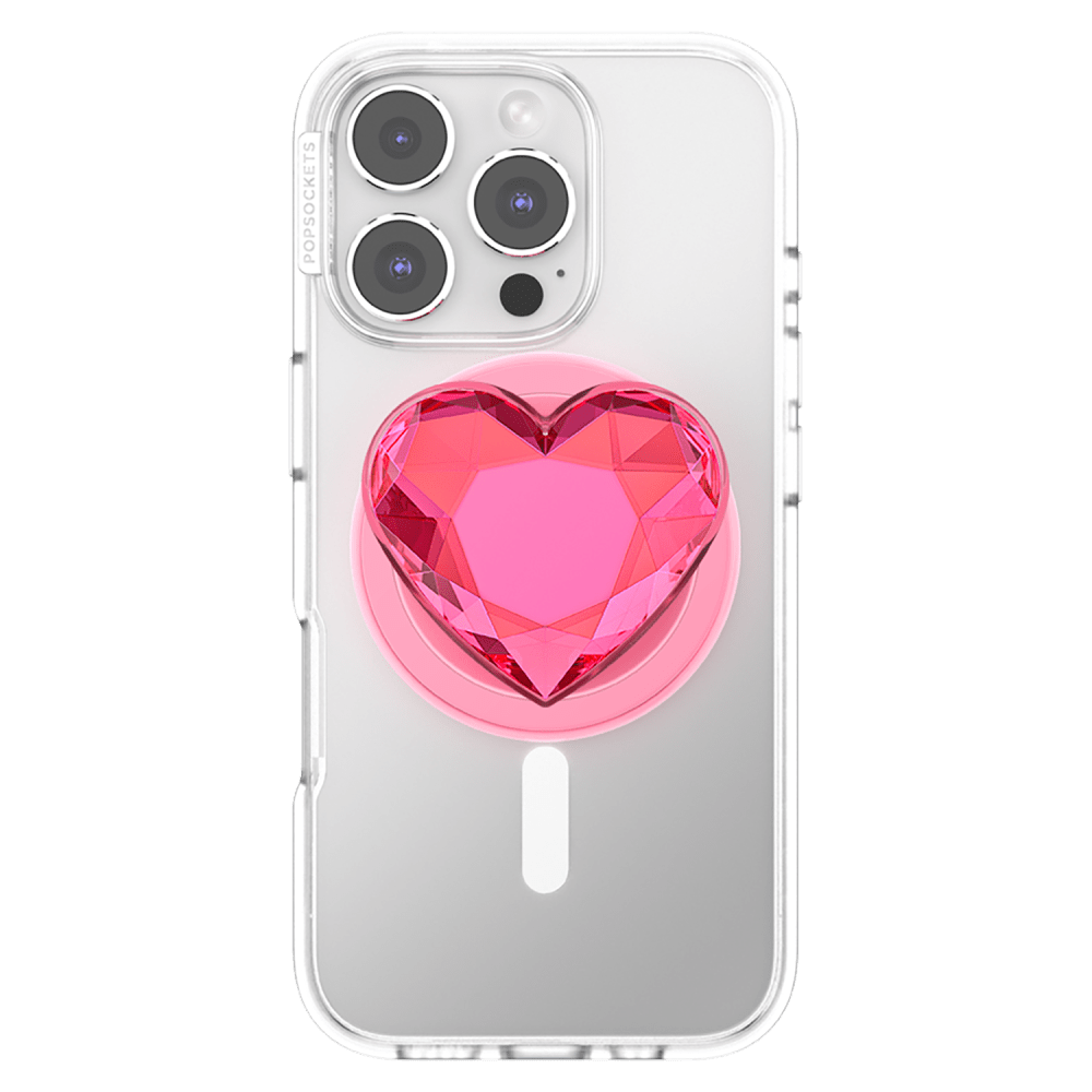 Wholesale cell phone accessory PopSockets - PopGrip MagSafe Circle - Crystal Heart Neon Pink