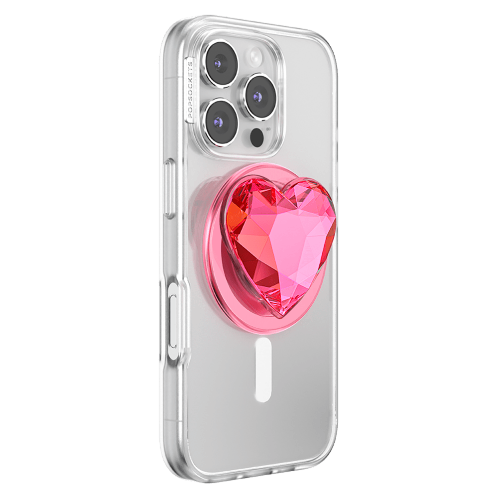 Wholesale cell phone accessory PopSockets - PopGrip MagSafe Circle - Crystal Heart Neon Pink