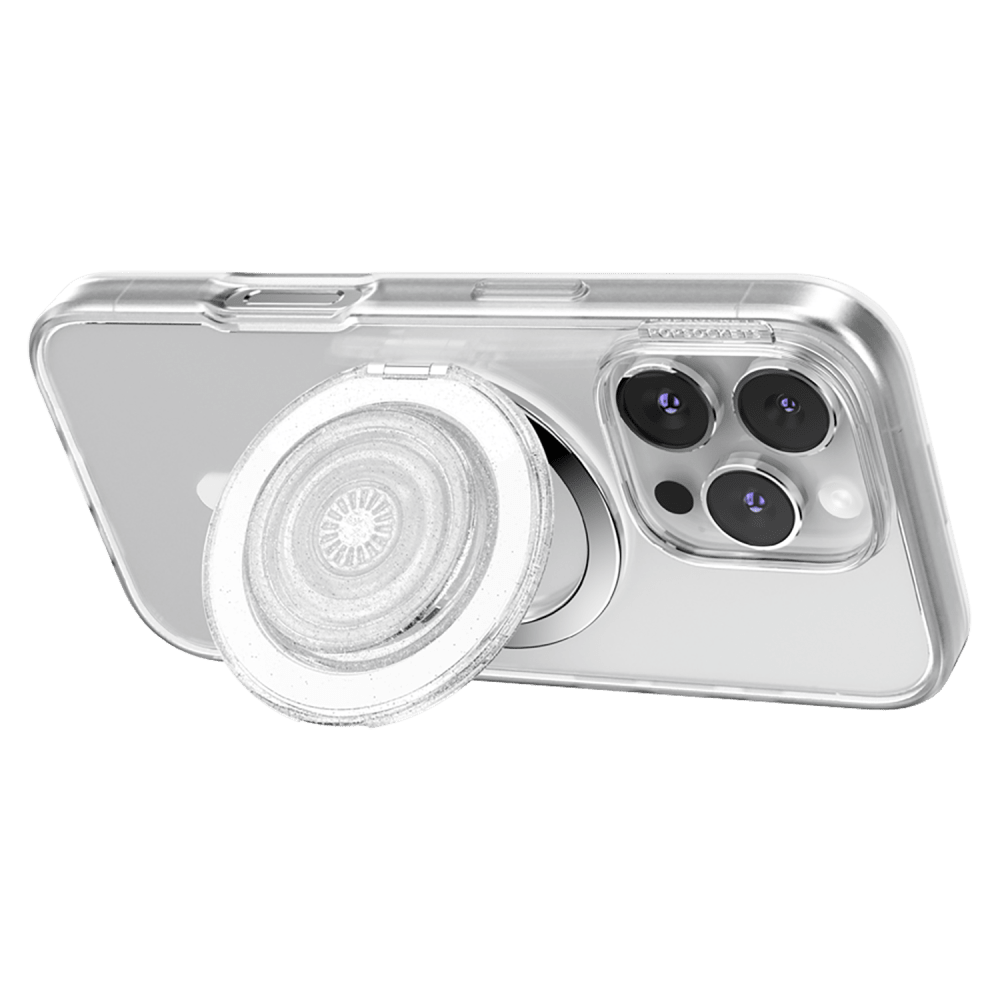 Wholesale cell phone accessory PopSockets - PopGrip KickOut MagSafe Circle - Clear Glitter