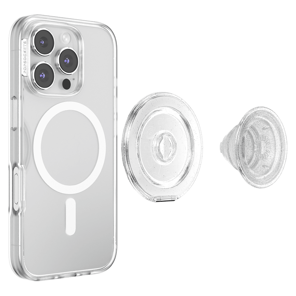 Wholesale cell phone accessory PopSockets - PopGrip KickOut MagSafe Circle - Clear Glitter