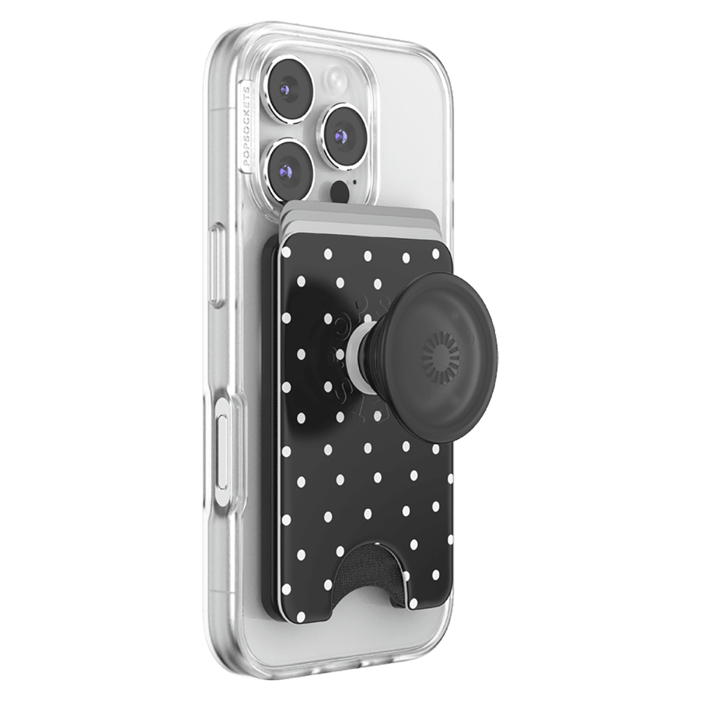 Wholesale cell phone accessory PopSockets - MagSafe PopWallet Plus - Licorice Dot