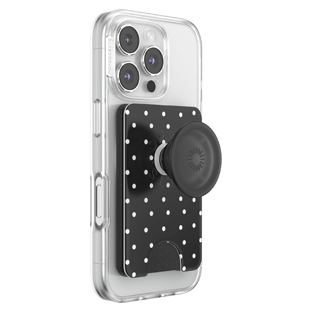 Wholesale cell phone accessory PopSockets - MagSafe PopWallet Plus - Licorice Dot
