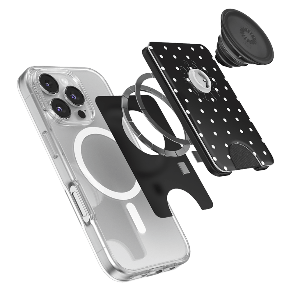 Wholesale cell phone accessory PopSockets - MagSafe PopWallet Plus - Licorice Dot