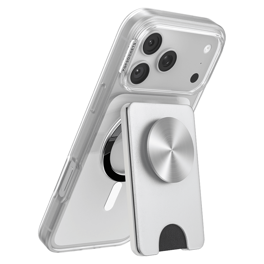 Wholesale cell phone accessory Popsockets - Kick-Out PopWallet Plus - Silver Radial