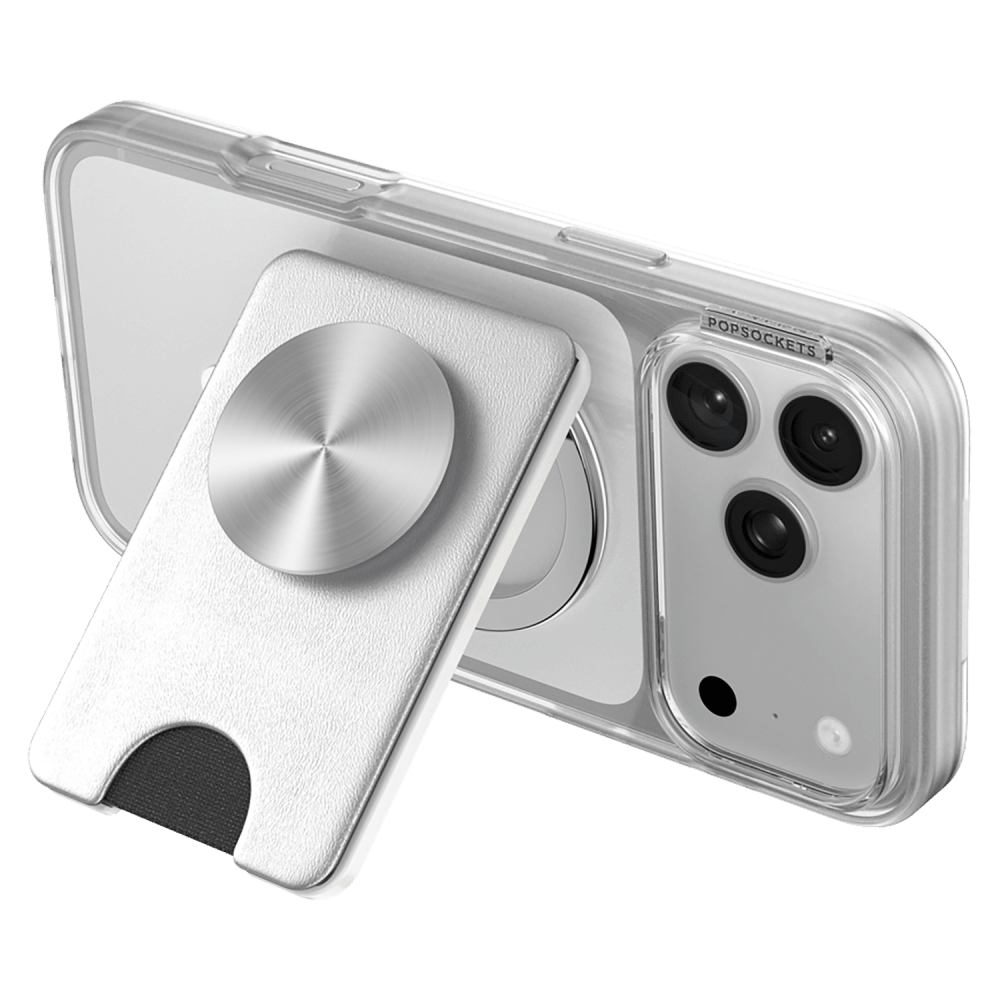 Wholesale cell phone accessory Popsockets - Kick-Out PopWallet Plus - Silver Radial