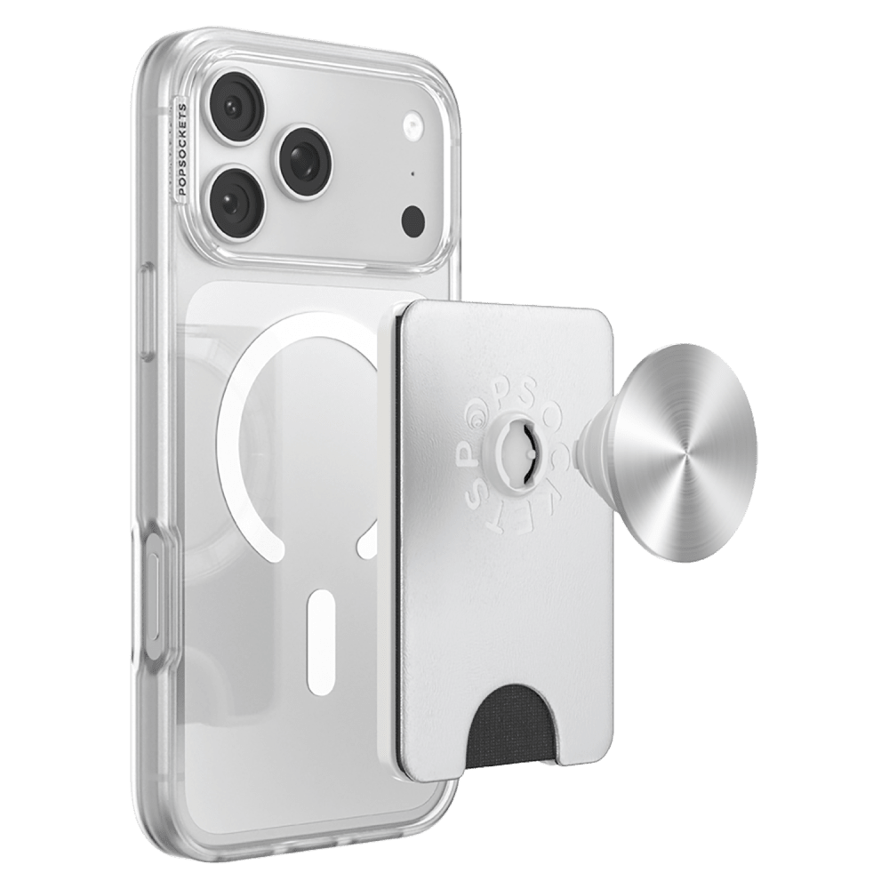 Wholesale cell phone accessory Popsockets - Kick-Out PopWallet Plus - Silver Radial