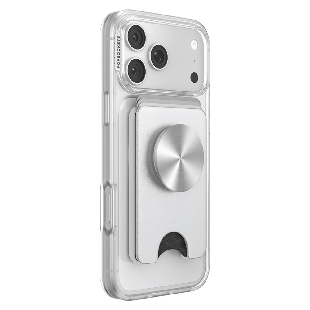 Wholesale cell phone accessory Popsockets - Kick-Out PopWallet Plus - Silver Radial