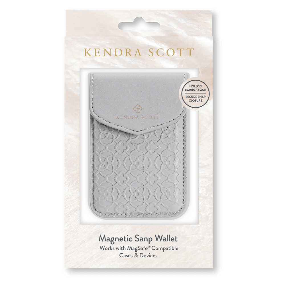 Wholesale cell phone accessory Kendra Scott - Magnetic MagSafe Snap Wallet - Gray