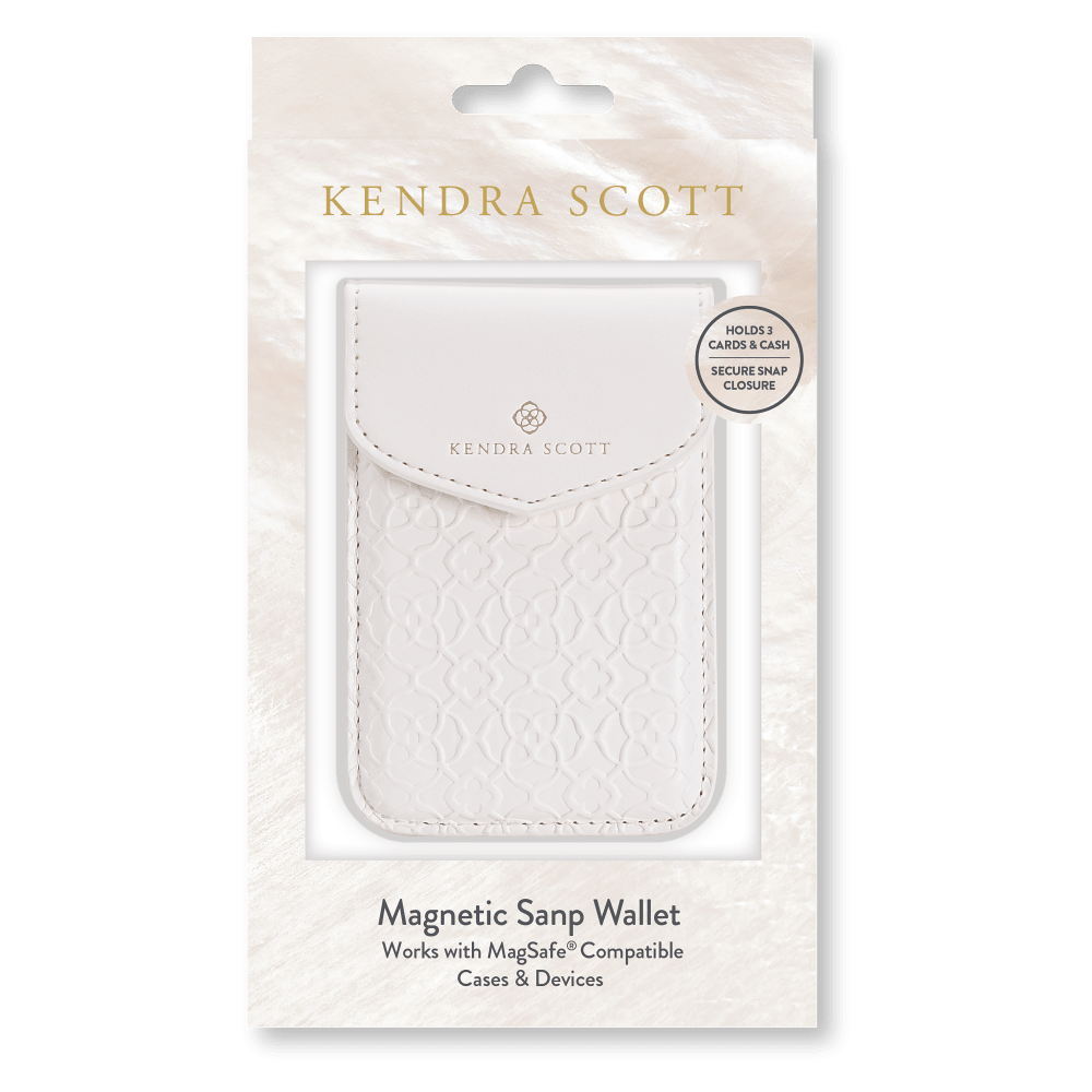 Wholesale cell phone accessory Kendra Scott - Magnetic MagSafe Snap Wallet - Ivory