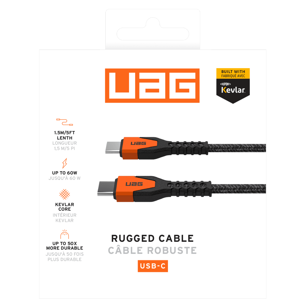 Wholesale cell phone accessory Urban Armor Gear (UAG) - Rugged Kevlar USB C to USB C 5ft Power