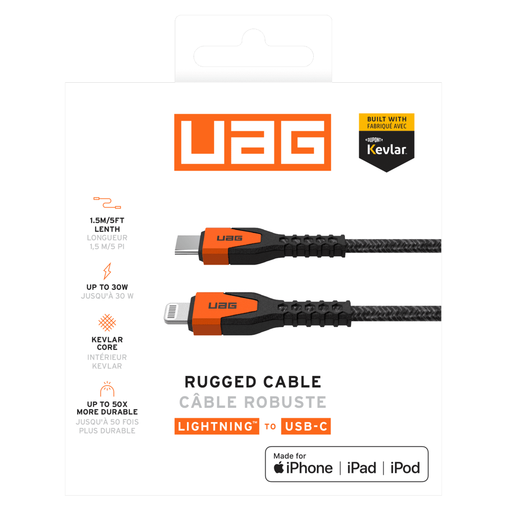 Wholesale cell phone accessory Urban Armor Gear (UAG) - Rugged Kevlar Apple Lightning 5ft Power