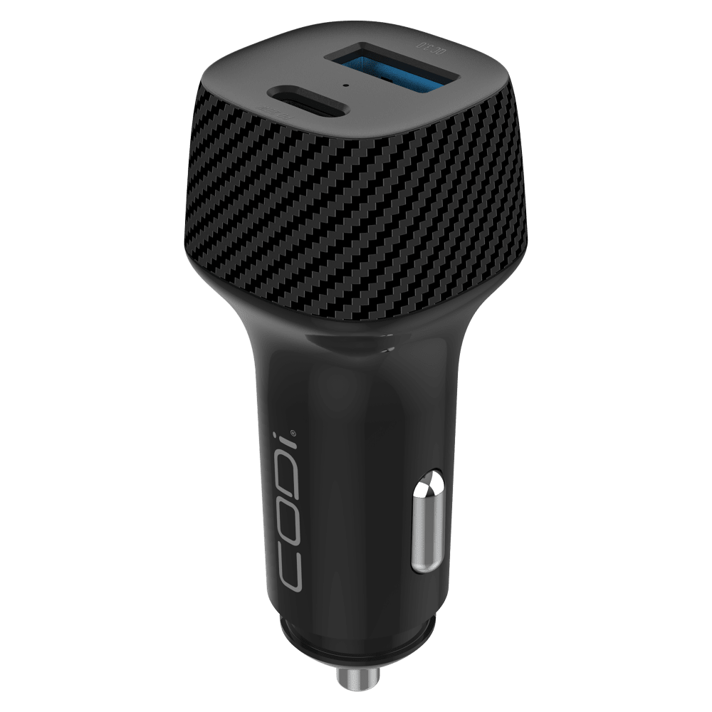 Wholesale cell phone accessory CODi - 20W USB A and USB C Dual Port Car Charger - Black