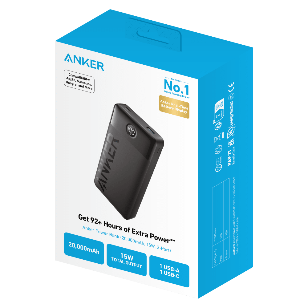 Wholesale cell phone accessory Anker - PowerCore 326 2 Port Power Bank 20W 20,000 mAh - Black
