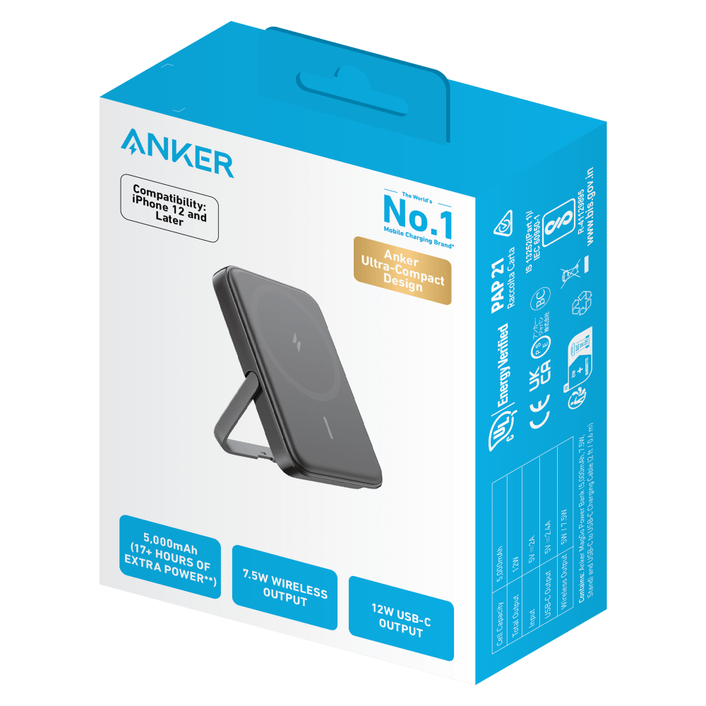 Wholesale cell phone accessory Anker - MagGo Power Bank 5,000 mAh - Black