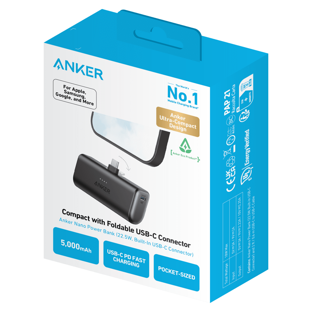 Wholesale cell phone accessory Anker - Nano Power Bank with Built-in Foldable USB-C Connector