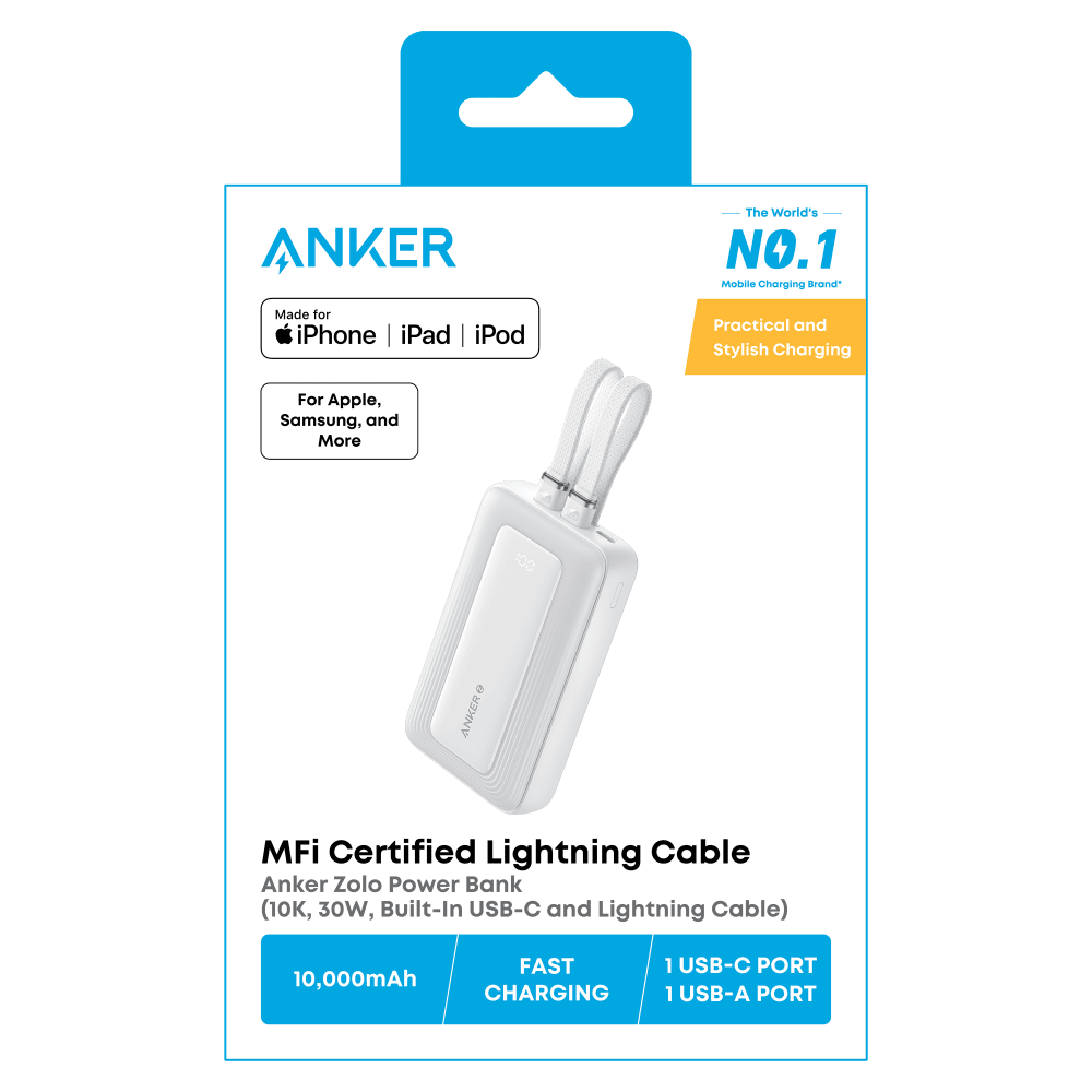 Wholesale cell phone accessory Anker - Power Bank with Built-In USB C and Apple Lightning Cable