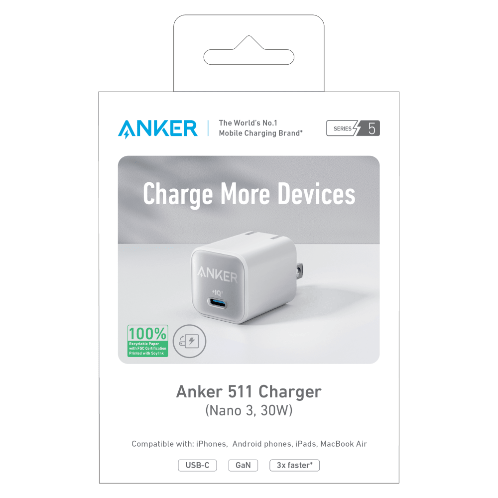 Wholesale cell phone accessory Anker - 511 Nano Wall Charger 30W - White