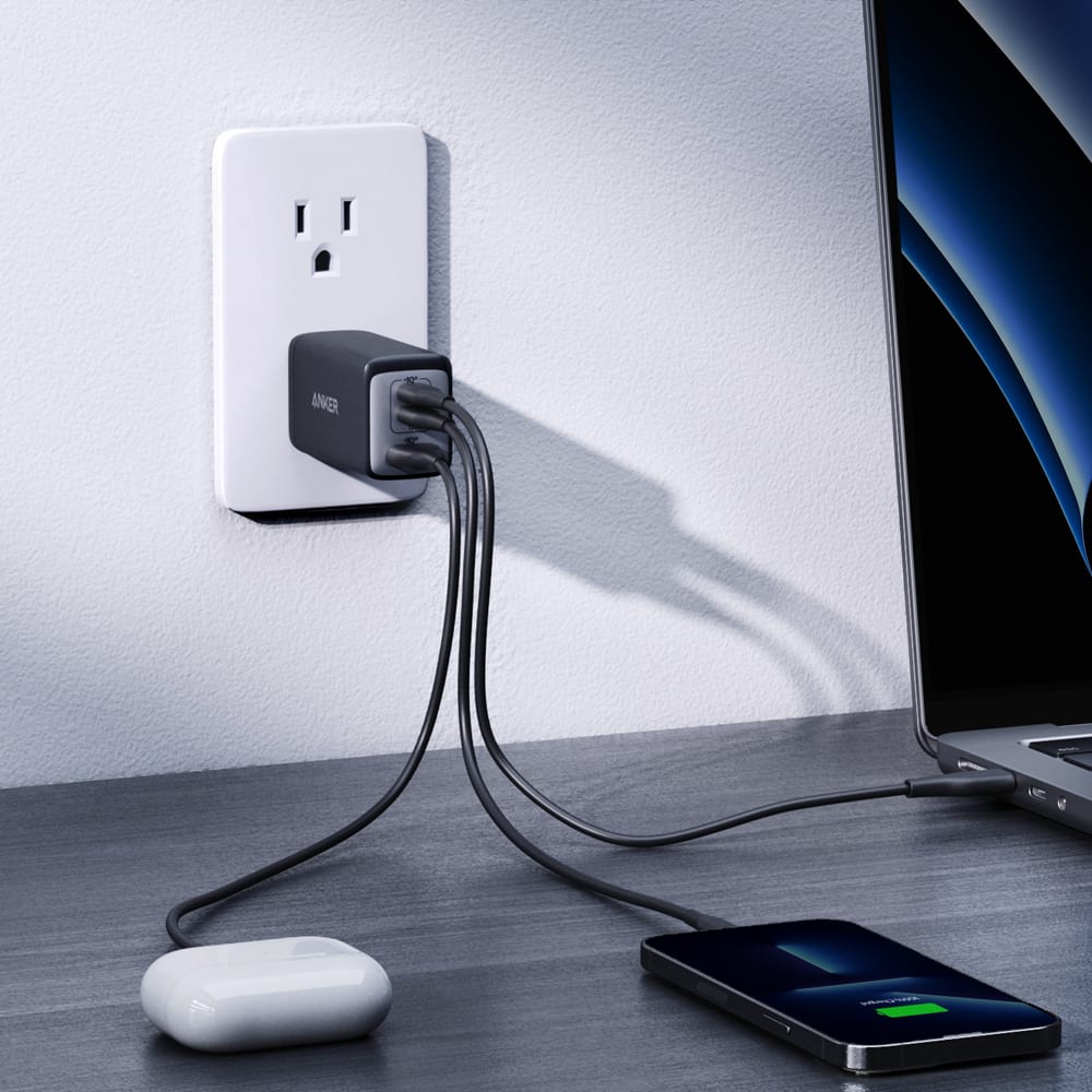 Wholesale cell phone accessory Anker - PowerPort 3 3 Port Wall Charger 65W - Black