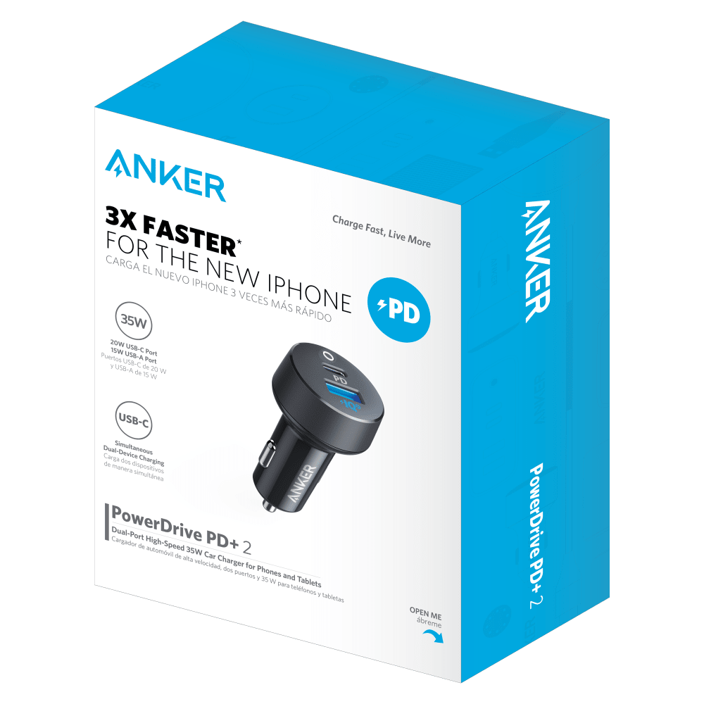 Wholesale cell phone accessory Anker - PowerDrive PD 2 Port USB C Car Charger 35W - Black