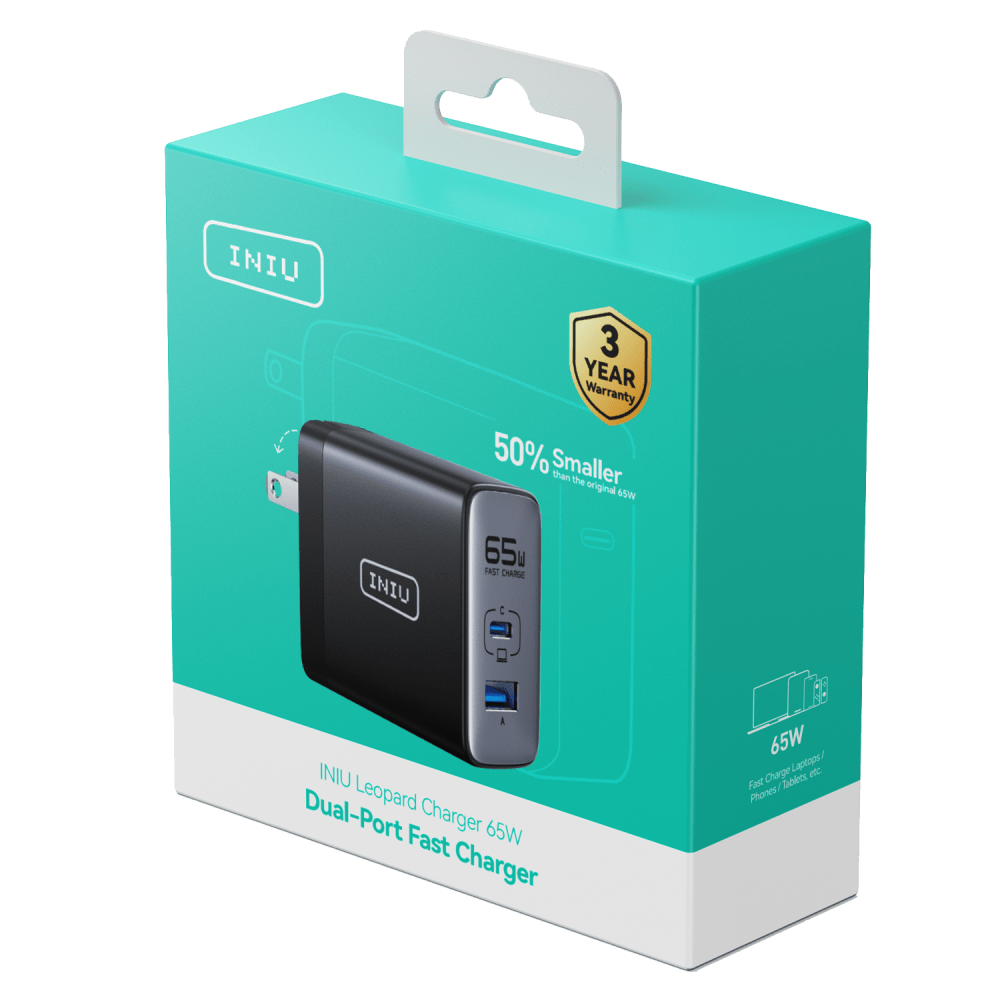 Wholesale cell phone accessory INIU - Leopard Wall Charger 65W - Black