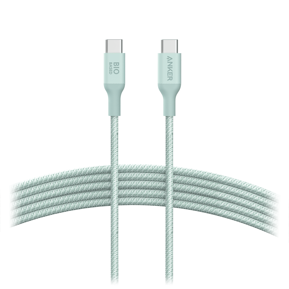 Wholesale cell phone accessory Anker - Bio Braided USB C to USB C Cable 10ft - Green