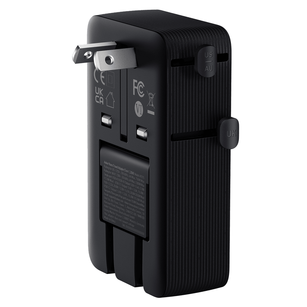 Wholesale cell phone accessory Anker - Nano 5 in 1 Travel Adapter 20W - Black