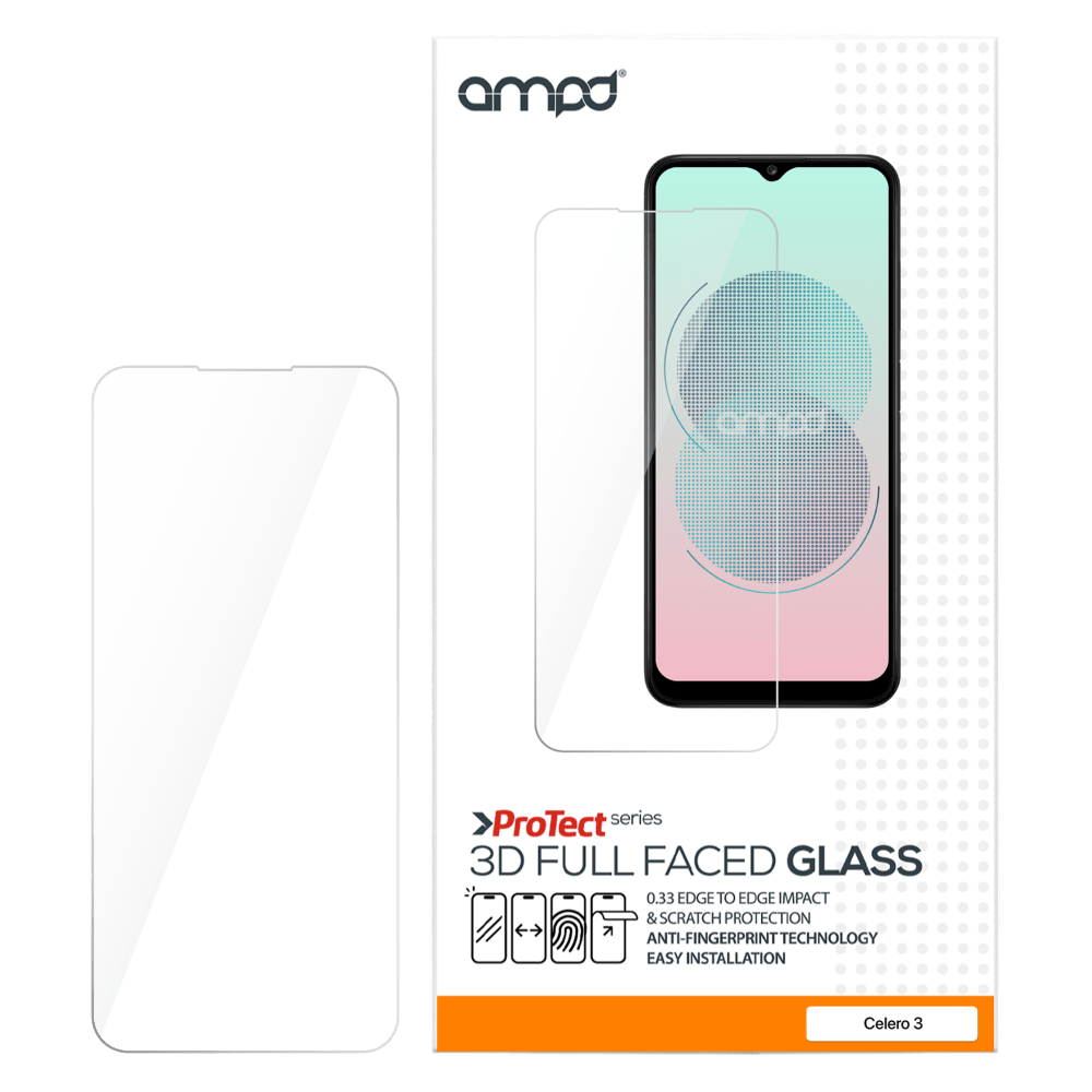 Wholesale cell phone accessory AMPD - 0.33 Impact Tempered Glass Screen Protector for Celero5G