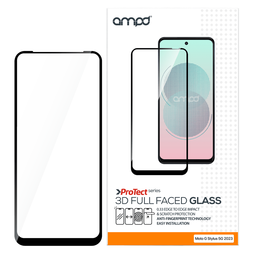 Wholesale cell phone accessory AMPD - 3D Full Faced Tempered Glass for Motororla Moto G Stylus