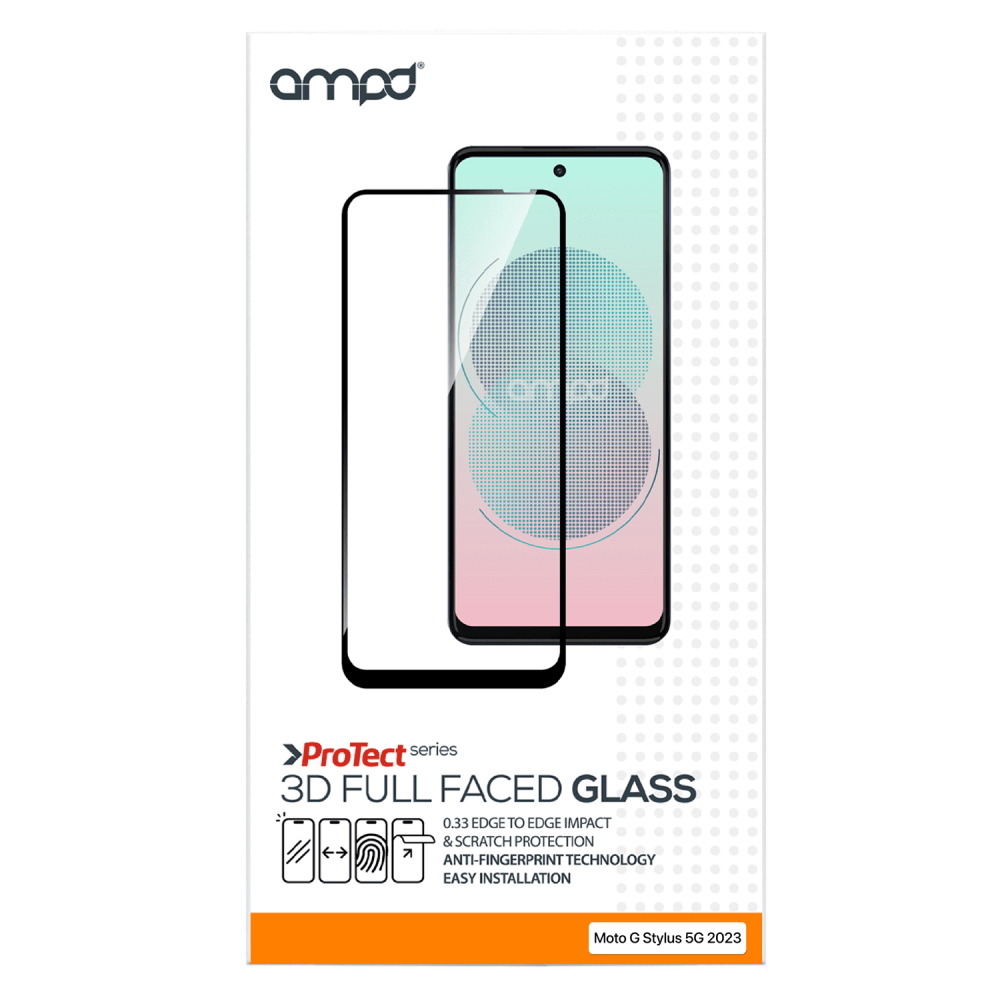 Wholesale cell phone accessory AMPD - 3D Full Faced Tempered Glass for Motororla Moto G Stylus
